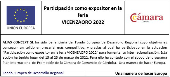 Participación como expositor en la feria VICENZAORO 2022